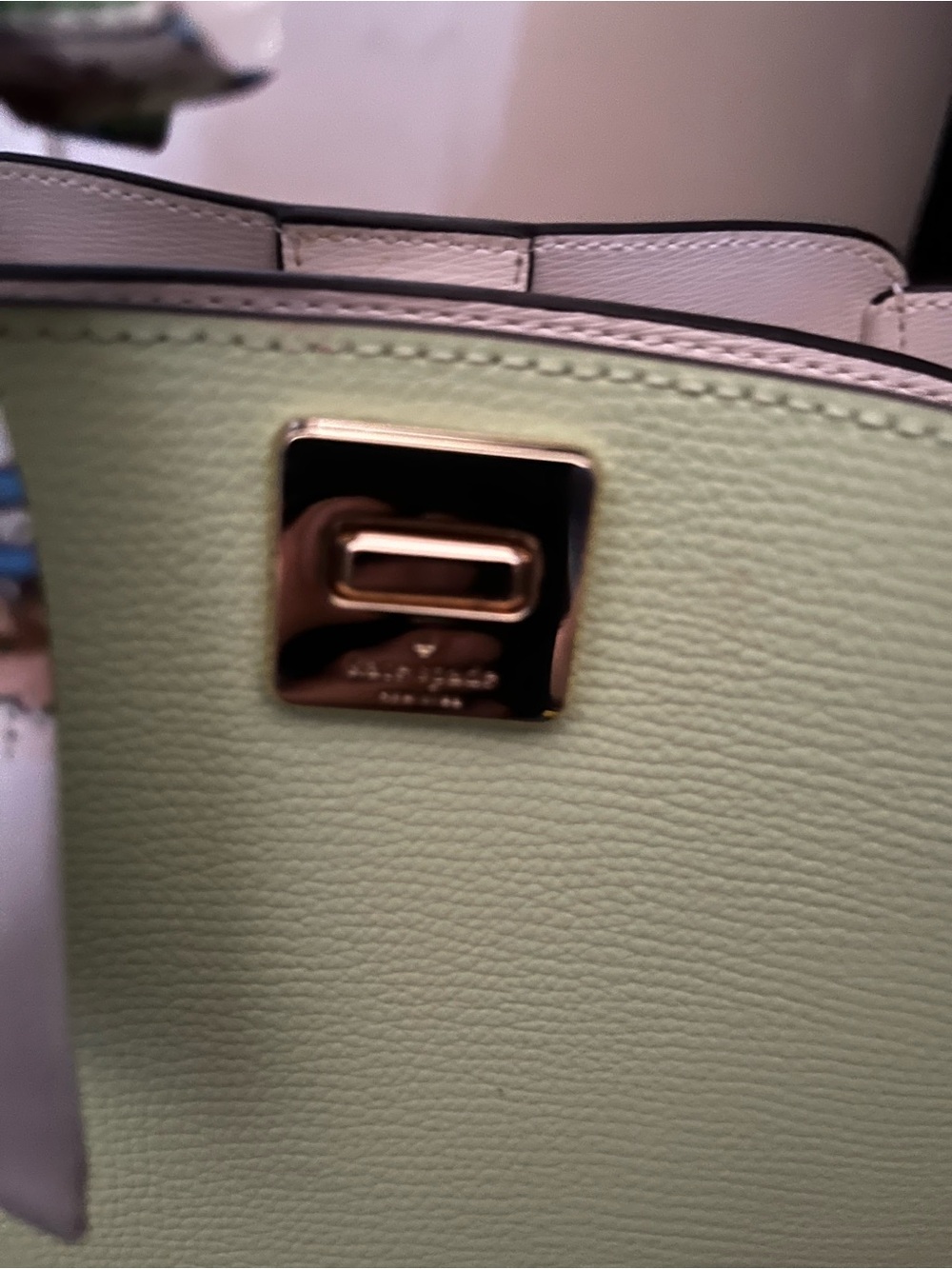 kate spade Light Green purse. Shouler strap area has a crease from hanging - Picture 11 of 16